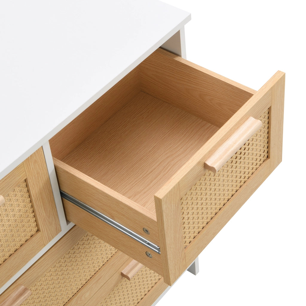 COMÒ 4 cassetti 80x80x38 cm MDF e legno massello Naturale/Bianco