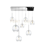 SOSP. CROMO RETTANGOLARE 7 LUCI VETRI (1 GRANDE+2 MEDIO +4 PICCOLO) TUTTI TRASPARENTI 1155CR-S7 RMIX-TR