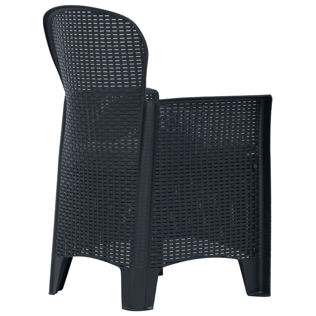 Set da BistrÃ² 3 pz in Plastica Stile Rattan Antracite  cod mxl 37738