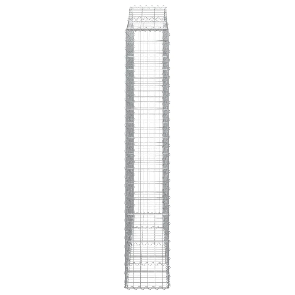 Gabbione recinto a gabbia muro di contenimento ad arco 200 x 30 x 180/200 cm ferro zincato argento 02_0040003