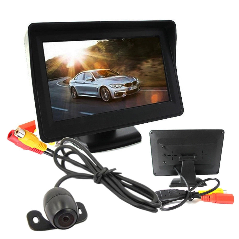 Trade Shop - Kit Telecamera Retromarcia Monitor 4,3" Tft Lcd Staffata Cablata Auto Camper -