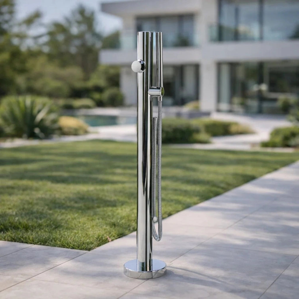Fontana da giardino colonna esterno sambuco acciaio inox con miscelatore 100cm *** confezione 1