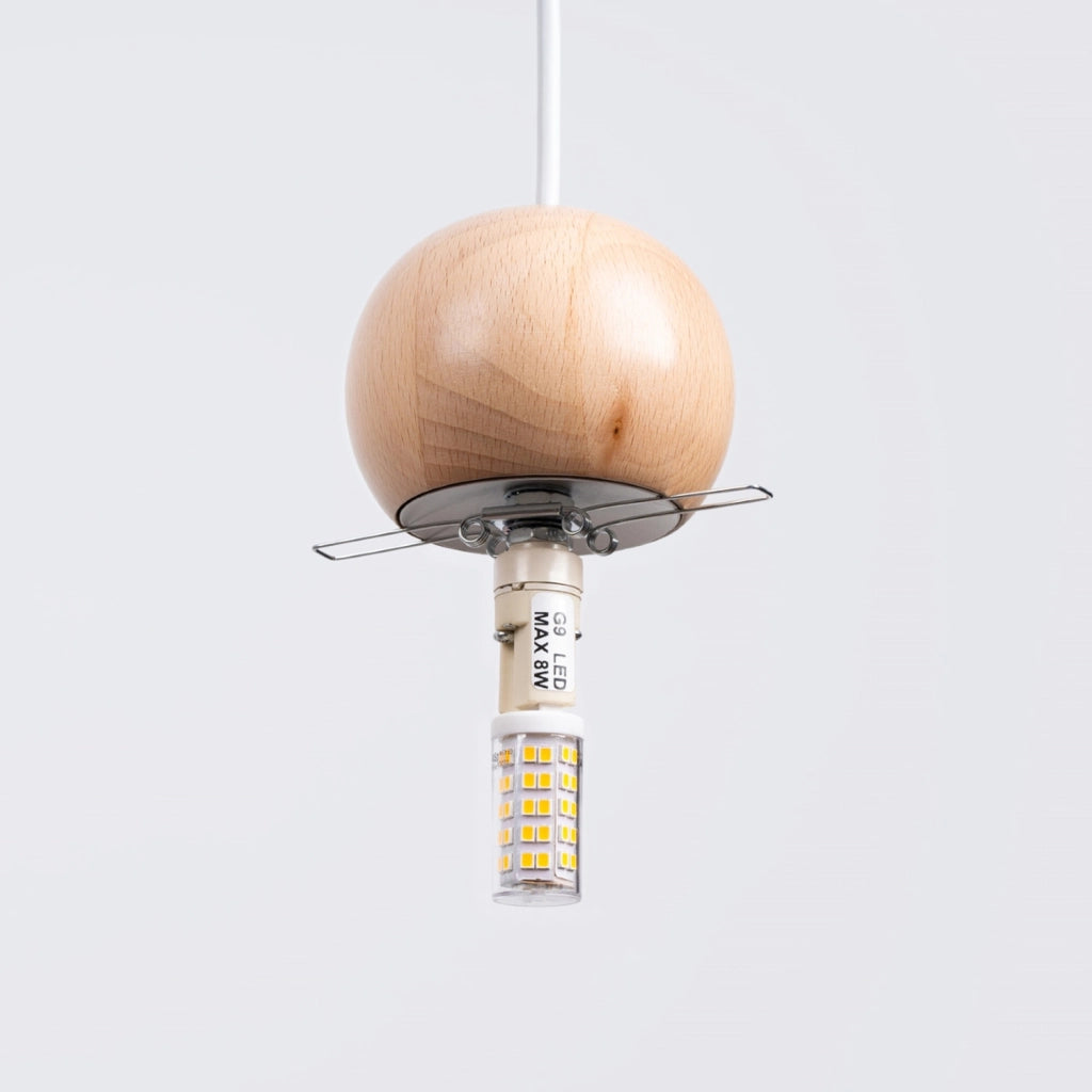 Lampada a sospensione Kalevi bianca legno 3xG9 PureLume