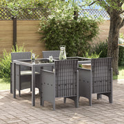 Sedie da Giardino con Cuscini Set di 4 Grigio Chiaro Polyrattan