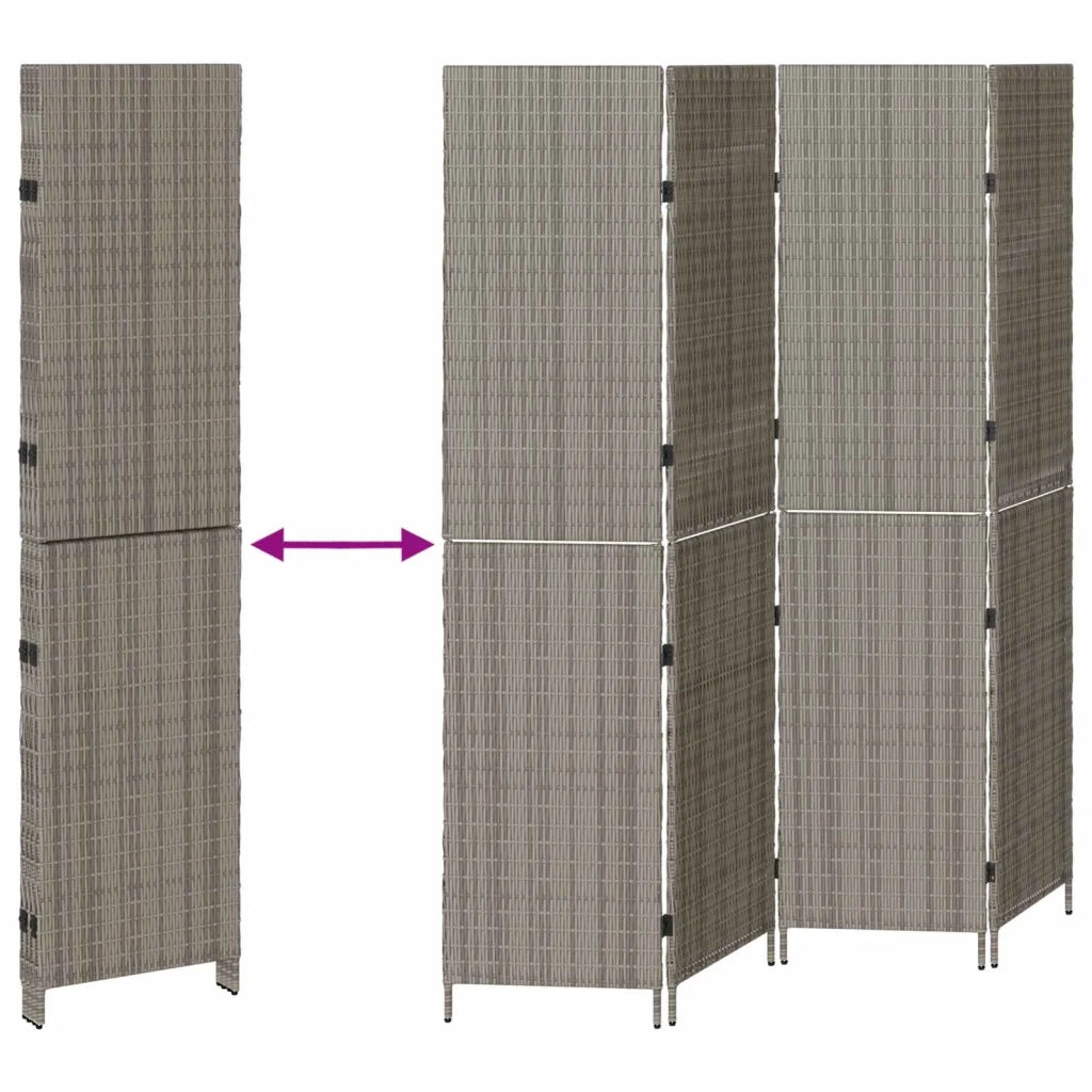 Divider per stanze | Paravento | Divisorio Ambienti Grigio 195 x 180 cm polyrattan
