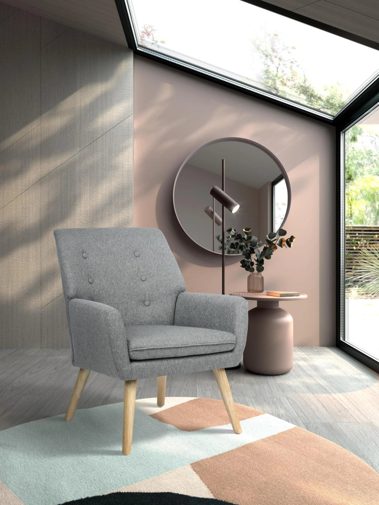 Poltrona Hispanohogar tessuto grigio con gambe Hispanohogar legno 81x64x69