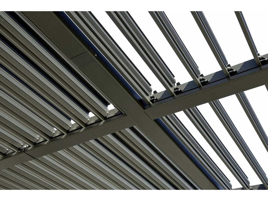 Pergola bioclimatica autoportante Kensington in alluminio - 3 x 5 m - Grigio