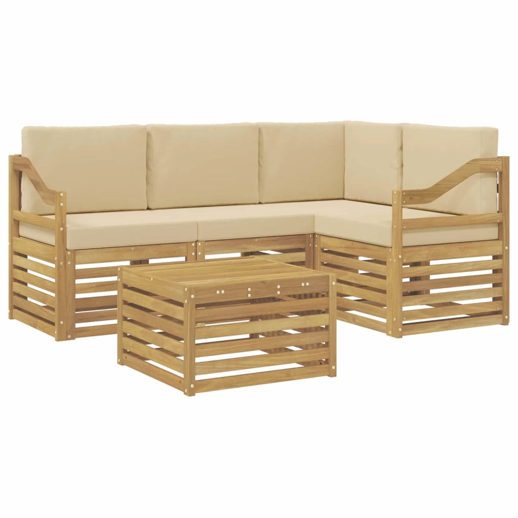 Set di divani da esterno 5 pcs Bianco e Beige 59 x 59 x 37 cm 3391813