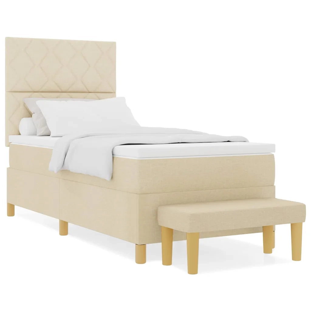 vidaXL Letto a molle con materasso Crema 100 x 200 cm Tessuto