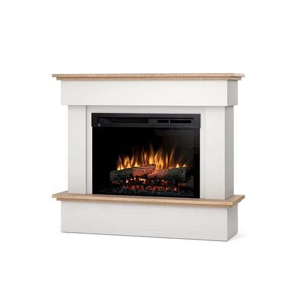 Caminetto elettrico a libera installazione a LED - 26" - Bianco opaco / Rovere chiaro - 108 x 93 x 33,5 - TORMES