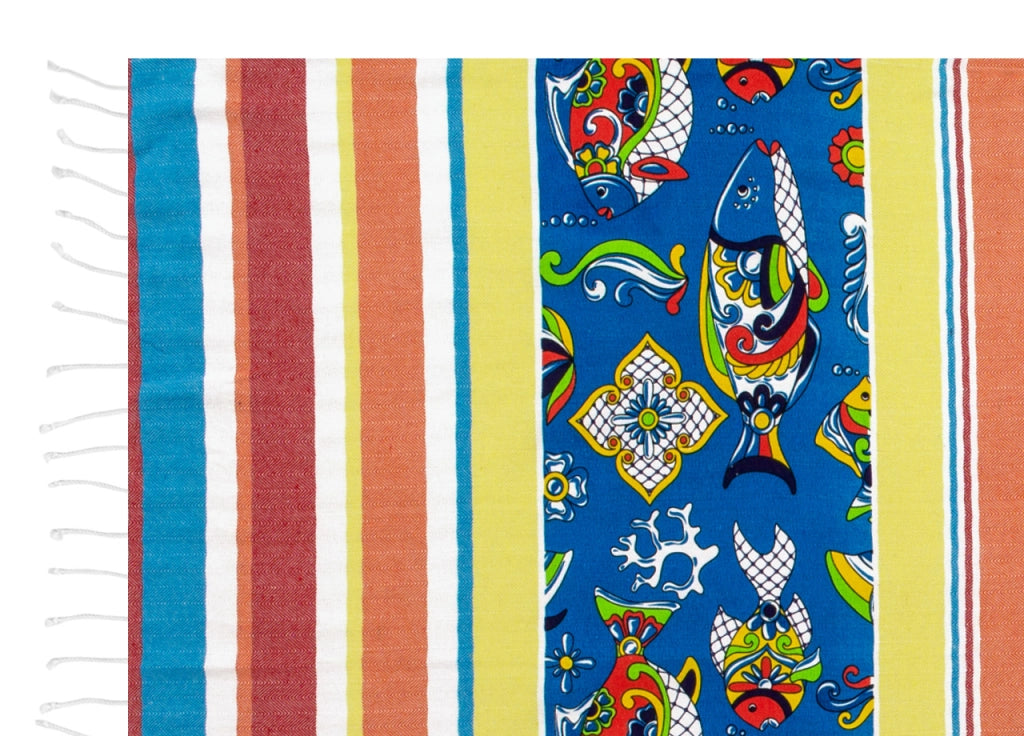 Telo Mare Fouta Per Spiaggia Fantasia Rigata Multicolore Leopard Pesci - Fouta - Costa Rica Pesci