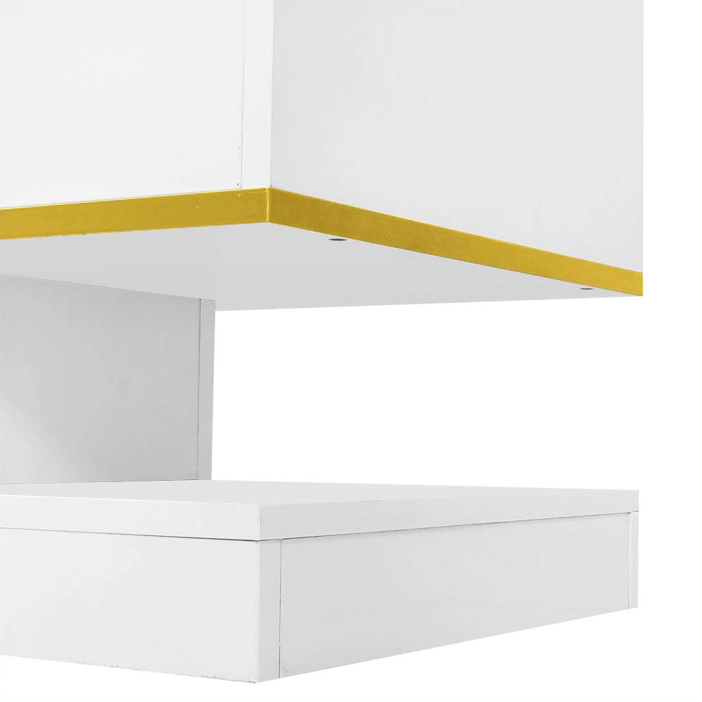 Mobile TV 180x38x45 cm; 3 cassetti con LED a colori e finitura lucida; truciolare bianco