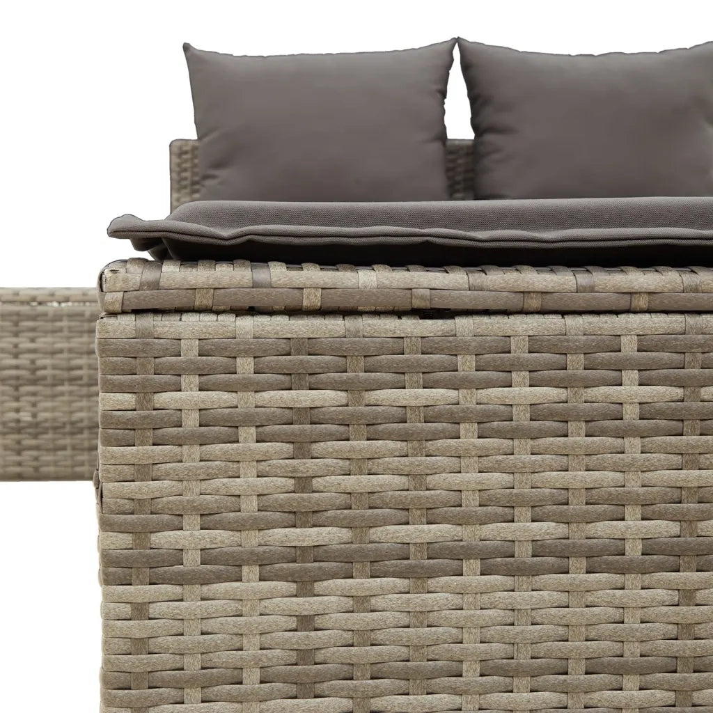 Lettino Prendisole | Sdraio da giardino | Lettino da sole Doppio con Cuscini Grigio in Polyrattan