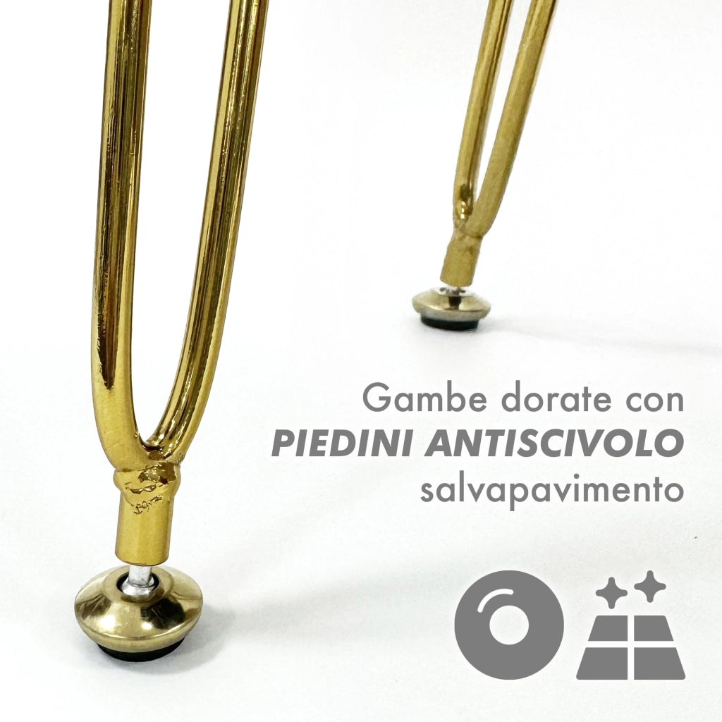 Pouf Rotondo In Velluto Con Contenitore Portaoggetti Sgabello Toeletta Trucco Tavolino Caffè Ripiano Legno Salotto Poggiapiedi Con Gambe Color Oro GrigioScuro