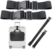 Impacco per Bagaglio - Raccordo per Bagaglio Flessibile e Resistente - Nero - Cintura per Bagaglio - Ideale per Valigie e Borse - Set da 2