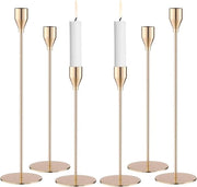 Set di Candelabri a Cono - 6 pezzi - Oro - Metallo - 33/28/23 cm