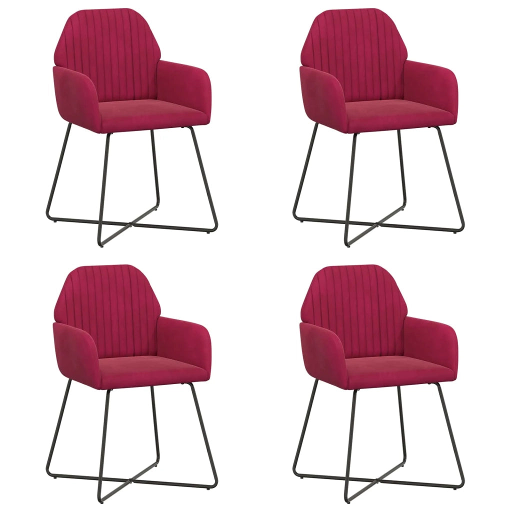 Sedie da pranzo 4 pcs Velluto (V) Rosso Vino 55 x 50 x 84 cm 3428377