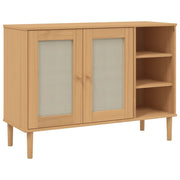 Credenza | Madia | Buffet da pranzo | Armadio da pranzo SENJA Aspetto Rattan 112x40x80 cm Legno Massello Pino