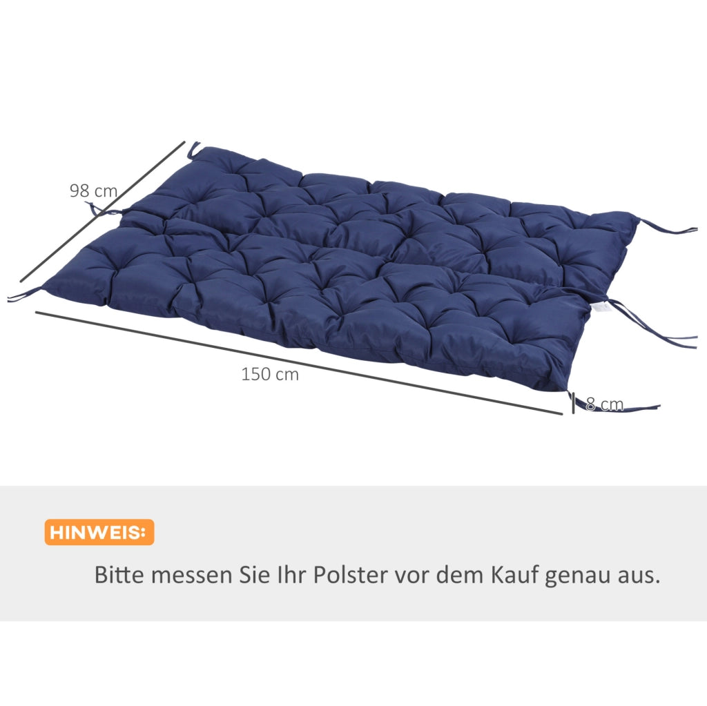 Cuscino per panca 3 posti 150x98x8 cm blu
