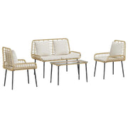 Set di Mobili da Giardino 4 pz | Set Salotto da Giardino Nero e Crema polyrattan