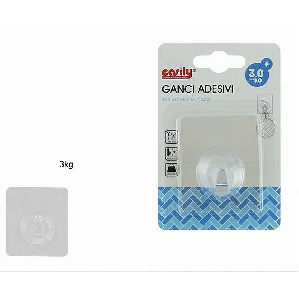 Trade Shop - Gancio Adesivo Trasparente Appendino Per Parete Cucina Bagno Attaccapanni 87754 -