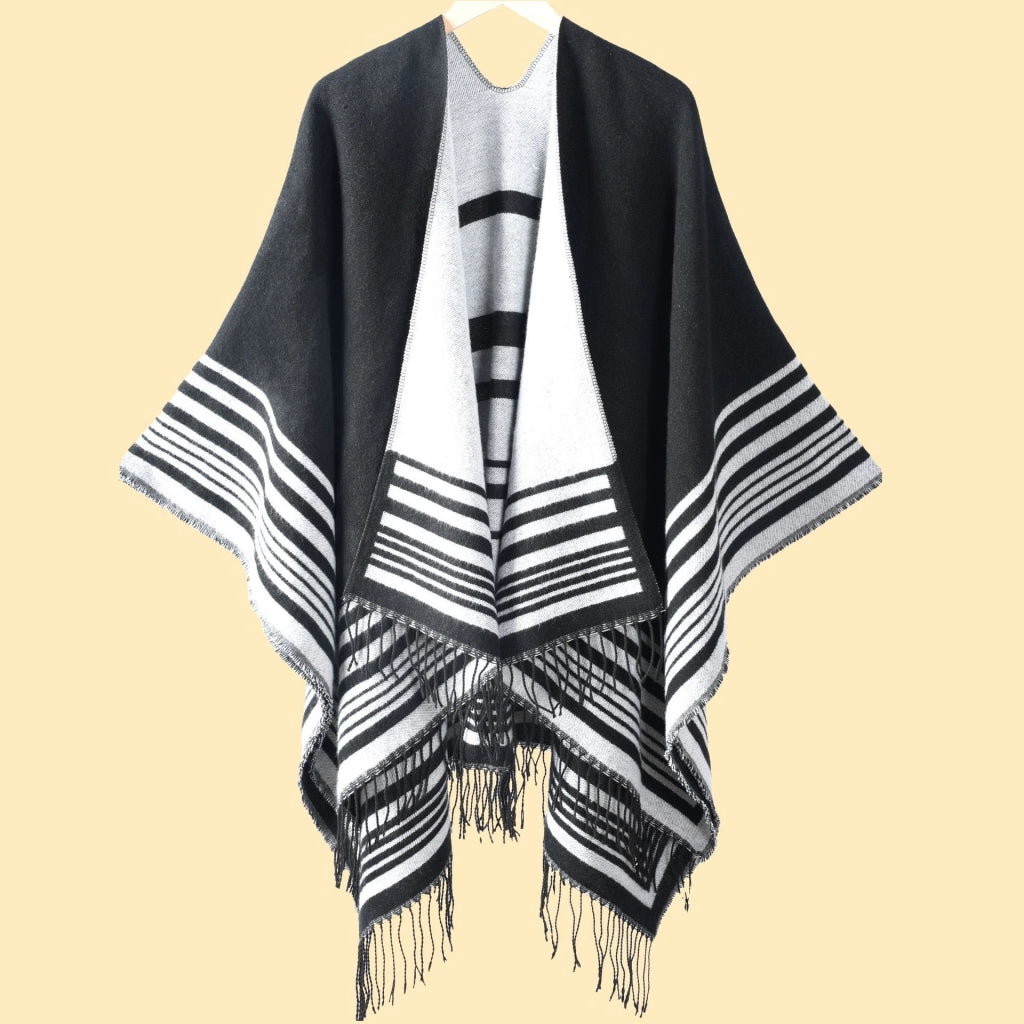 Mantella da viaggio in cashmere spessa, calda e alla moda con motivo floreale Tai Chi.