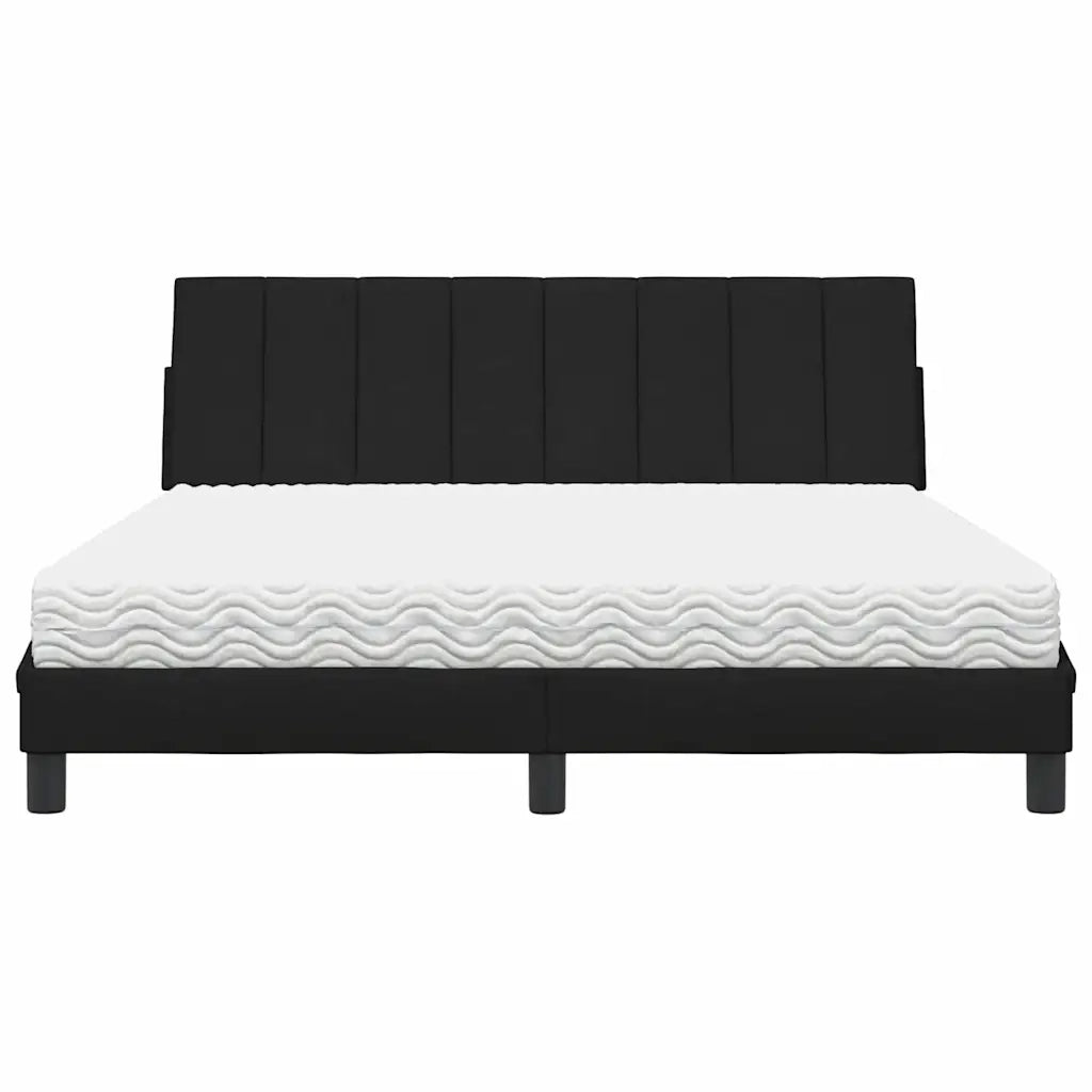 Letto con Materasso Hanko Nero 160x200 cm in Tessuto