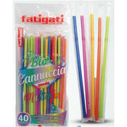 Trade Shop - Cannucce Bio Con Snodo Multicolor 5x20 Cm 40 Pezzi Cocktail Snack -