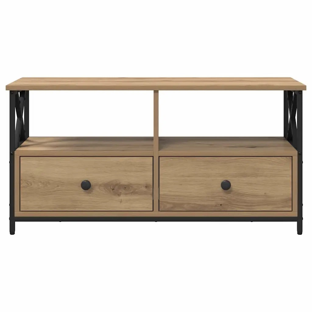 Mobile TV con cassetto-Credenza TV-Console TV Rovere artigianale 90 x 33 x 45 cm