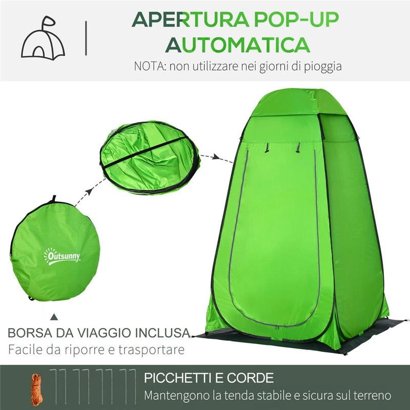 TENDA DOCCIA DA CAMPEGGIO CON PORTA A CERNIERA 126 X 124 X 189 CM VERDE