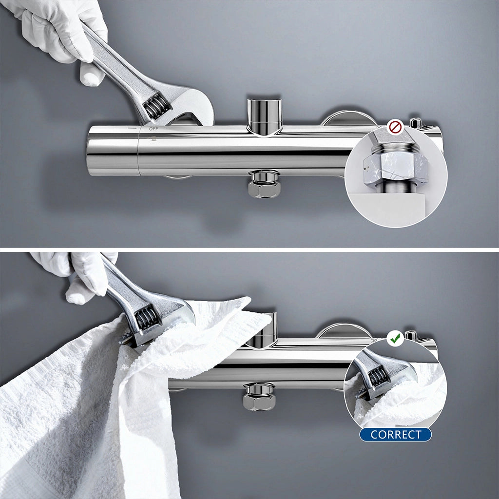 AICA Set Doccia Completo Cromo con Soffione Doccetta e Rubinetto Quadrati e Saliscendi Tondo, Miscelatore Termostatico Doccia