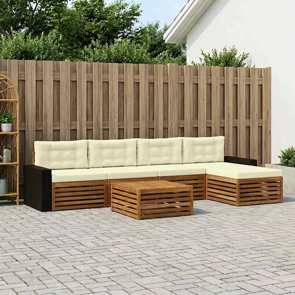Set di divani da esterno 6 pcs Naturale e Crema 79 x 79 x 37 cm 3383273