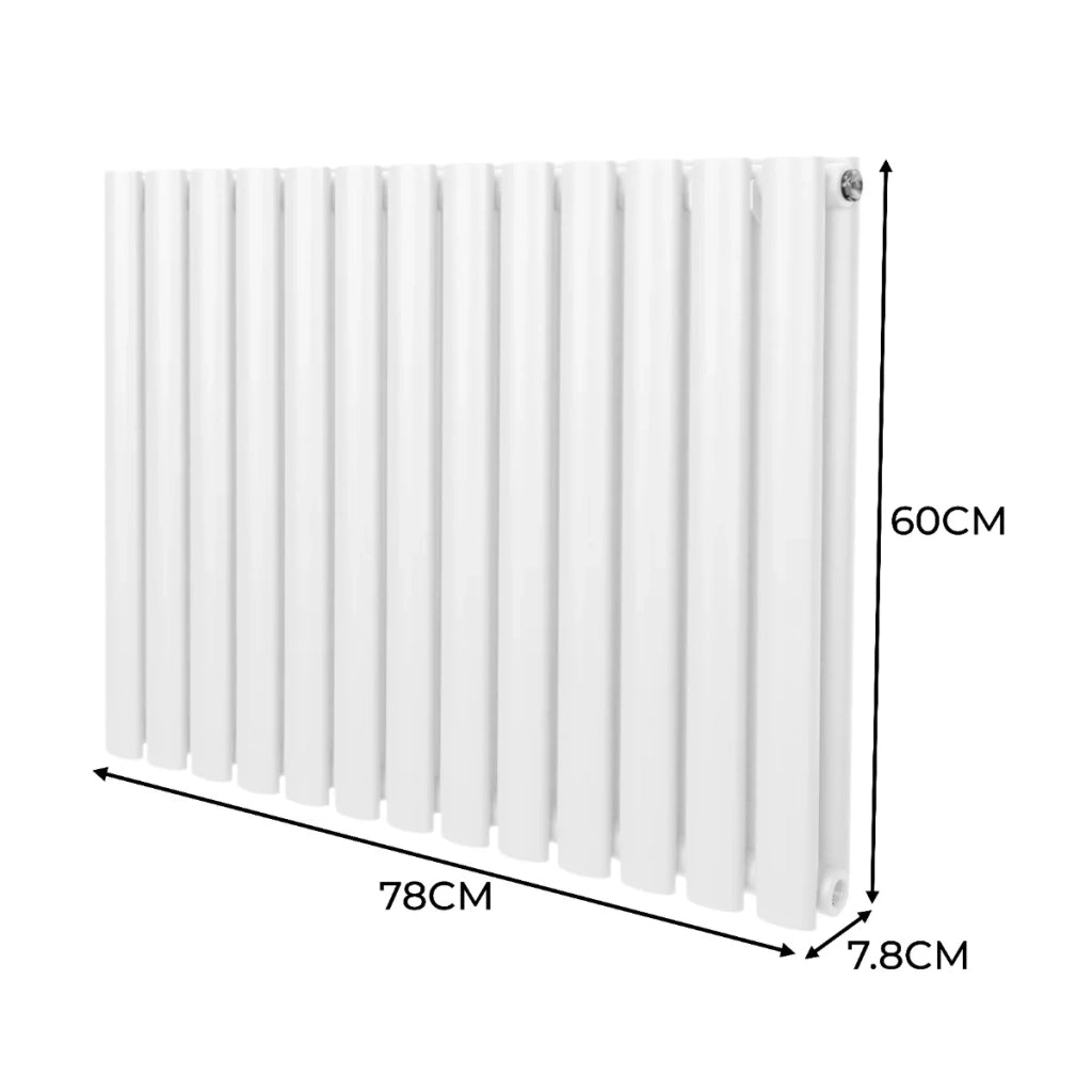 Radiatore a colonna ovale e valvole cromate TRV Designer bianco 600 mm x 780mm