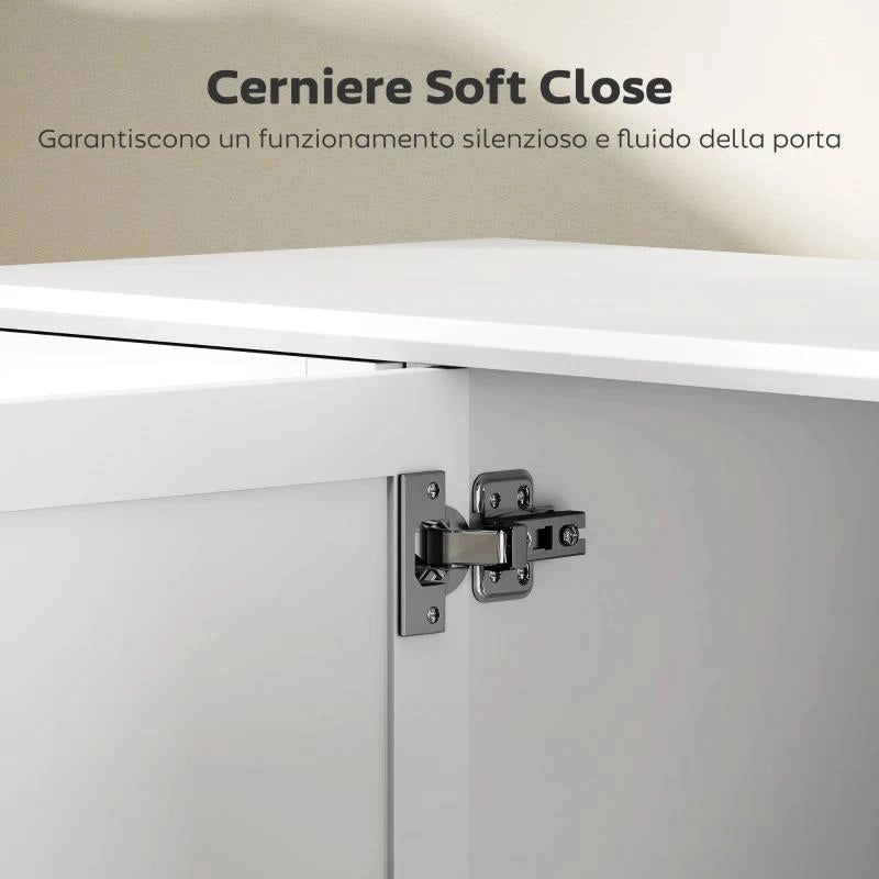 CREDENZA BUFFET ELEGANTE CON 2 CASSETTI E 3 ARMADIETTI CON RIPIANI REGOLABILI, IN LEGNO, 120X38X86 CM, BIANCO