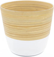 Vaso per piante in bambù artigianale - Grande 22 x 21 cm - Vaso decorativo per piante da appartamento, fiori e erbe - Ciotola in legno stile in blu