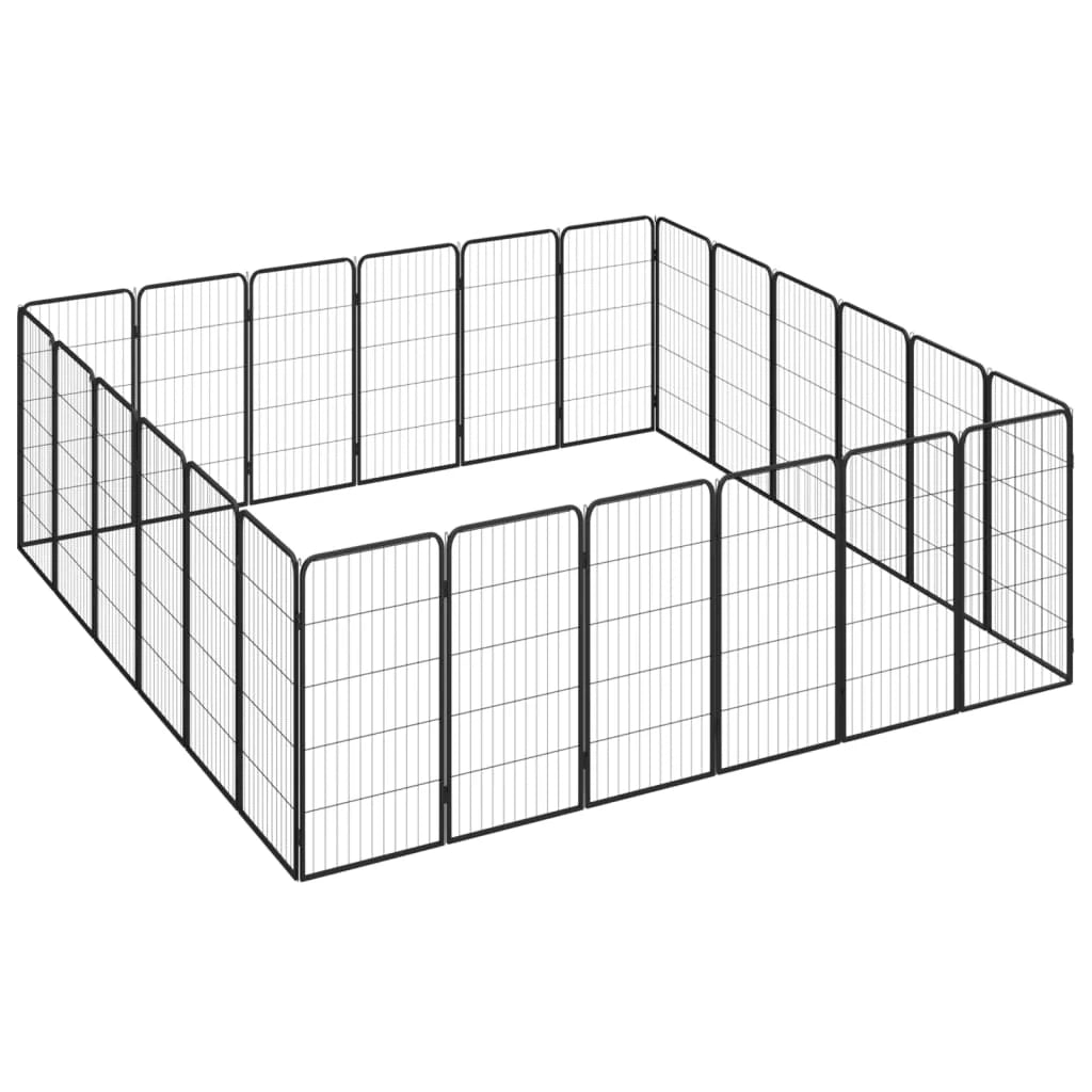 Recinto per cani con 24 pannelli 50 x 100 cm acciaio verniciato a polvere nero 02_0043622