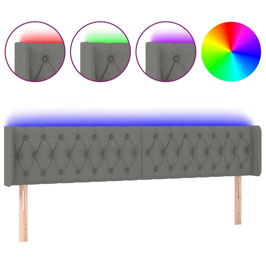 Testiera a LED Grigio Scuro 183x16x78/88 cm in Tessuto cod mxl 46264