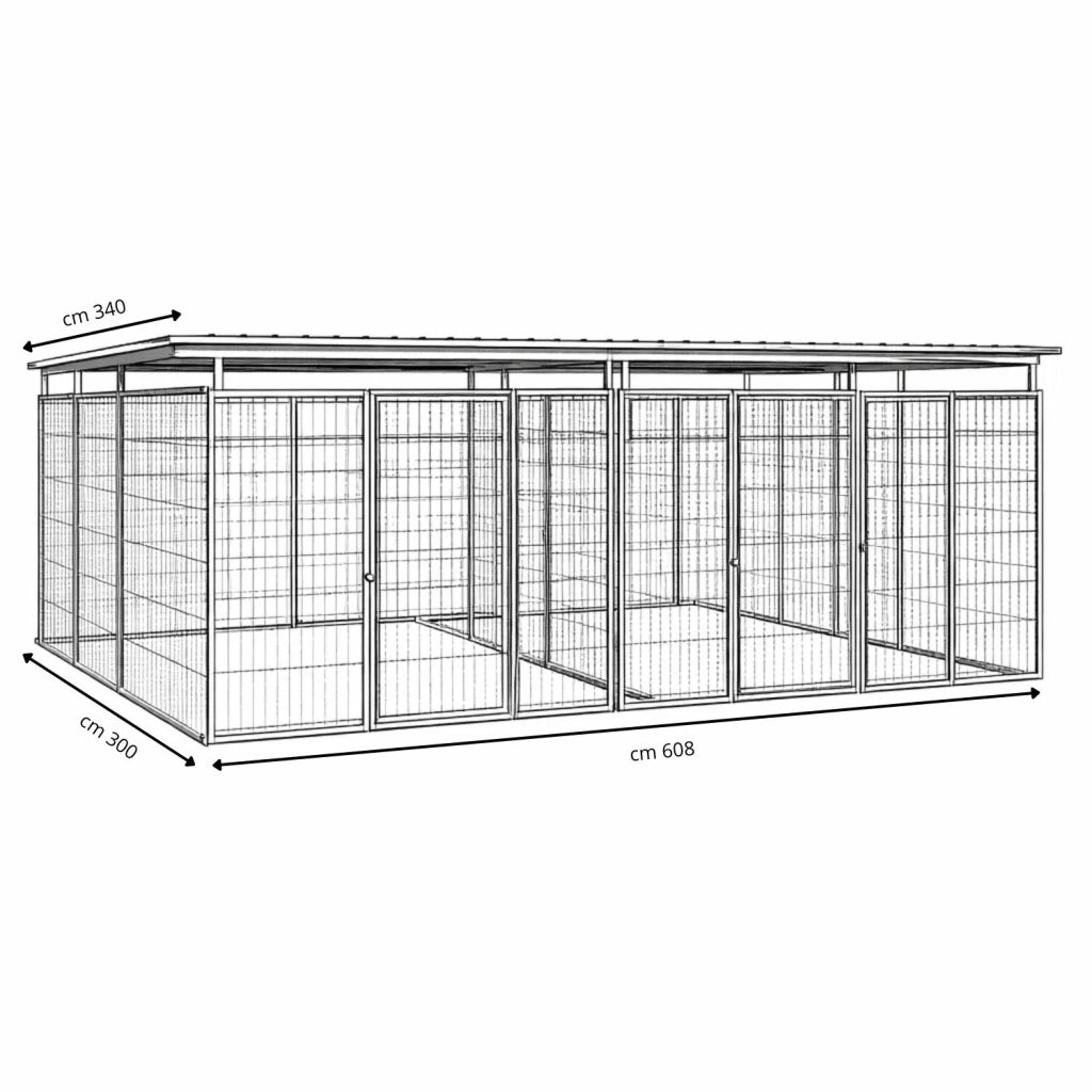 2 box uniti per cani da esterno copertura zincato a caldo ciascuno da 300x300xh180 cm