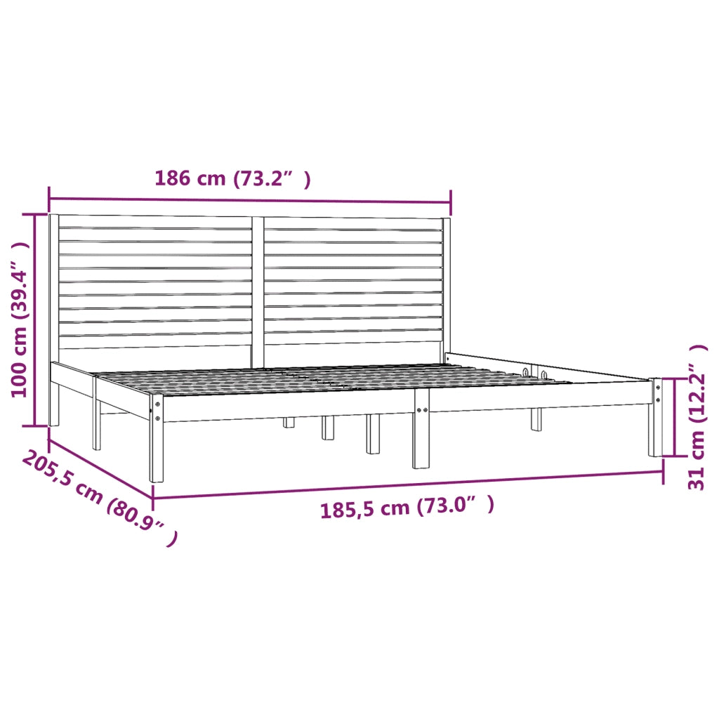 Giroletto-Struttura Letto Bianco in Legno Massello 180x200 cm Super King 448042