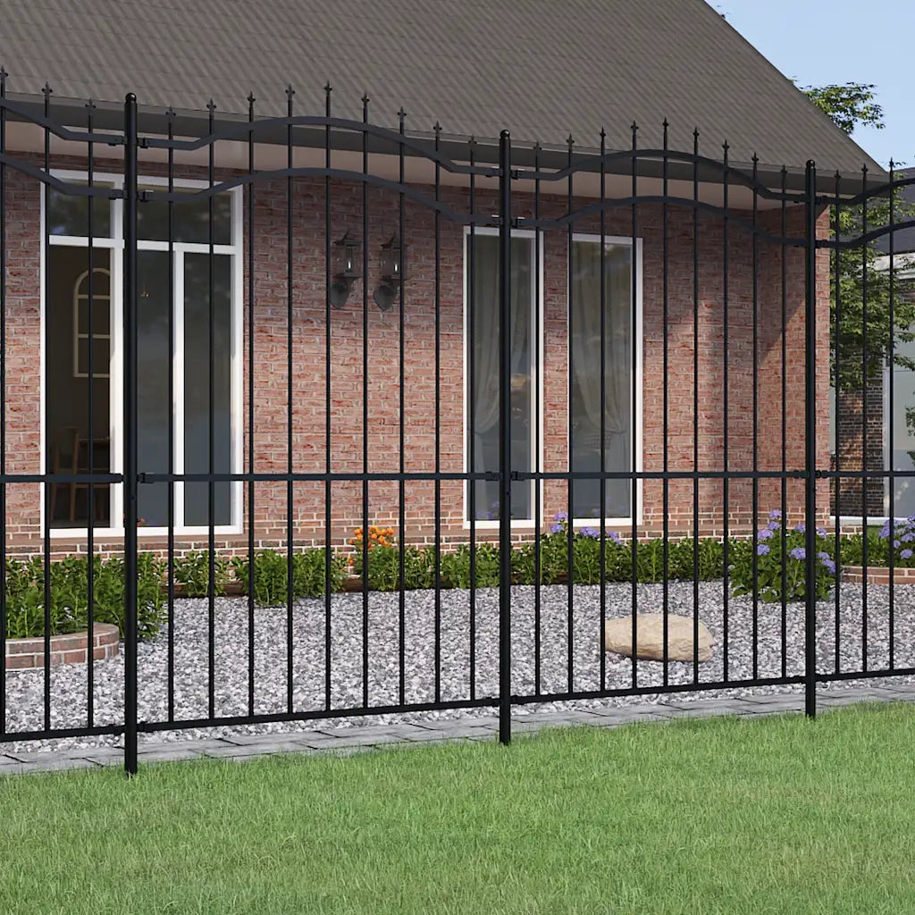 Recinzione da Giardino con Punta a Lancia Nera 222cm Acciaio cod mxl 10478