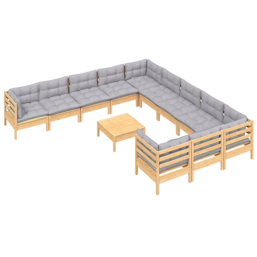 Set di mobili da giardino mobili da esterno 12 pezzi con cuscini legno di pino grigio 02_0015575