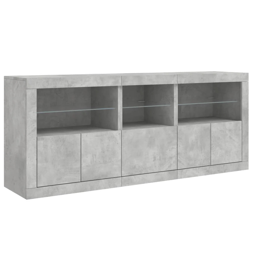 Buffet credenza cassettiera armadio mobile contenitore organizer per cucina soggiorno salotto con luci LED 162 x 37 x 67 cm grigio 02_0029980