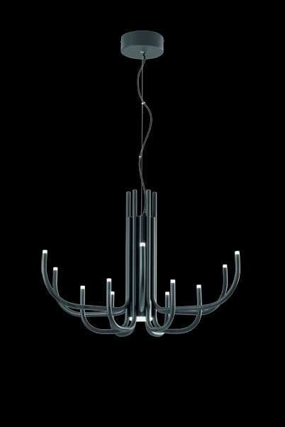 SOSPENSIONE ART NOUVEAU 12 BRACCETTI A LED 3000K 1860LM 35W DIMMERABILE D.78CM NERO