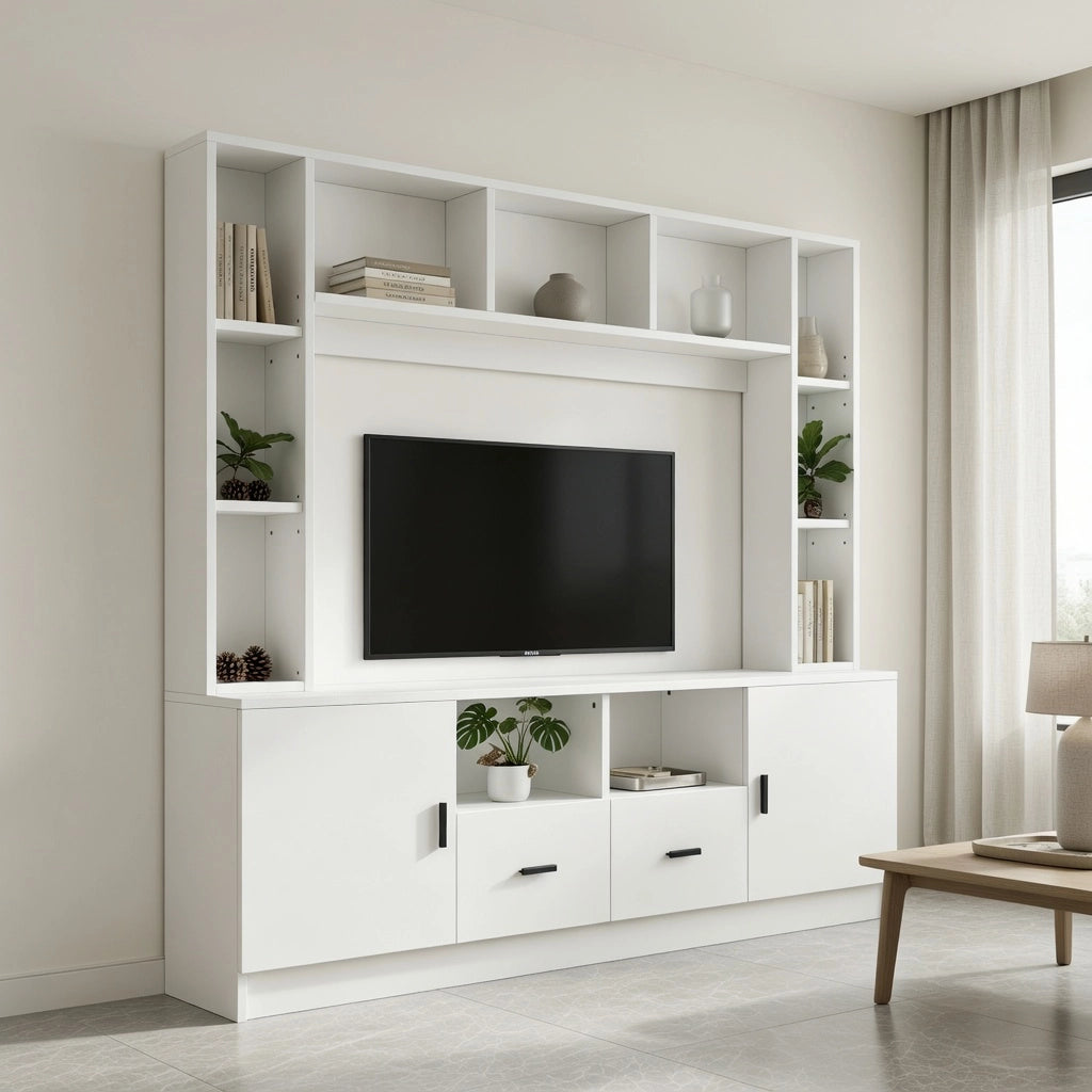 Cassettiera per TV bianca in truciolare lunghezza 180 cm