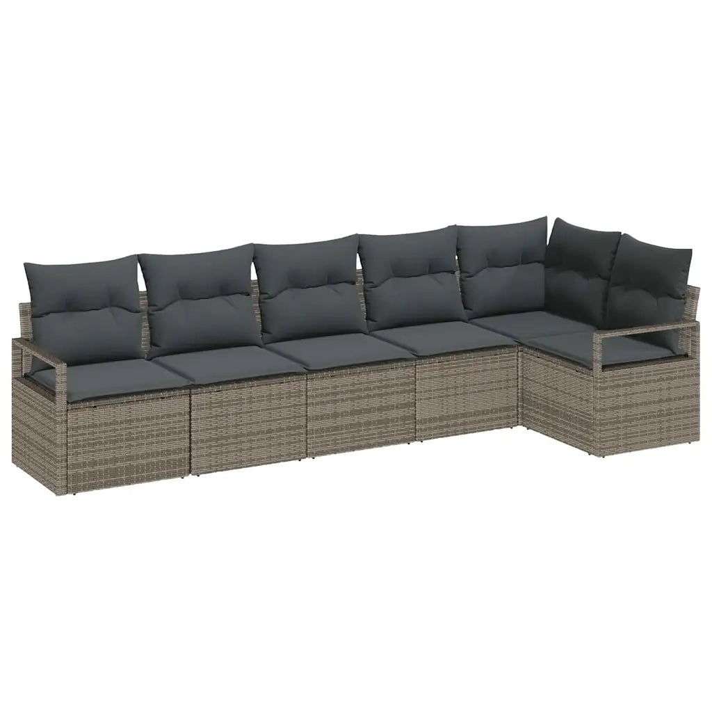 Set Divano da Giardino con cuscino 6 pcs Grigio polyrattan 3355068