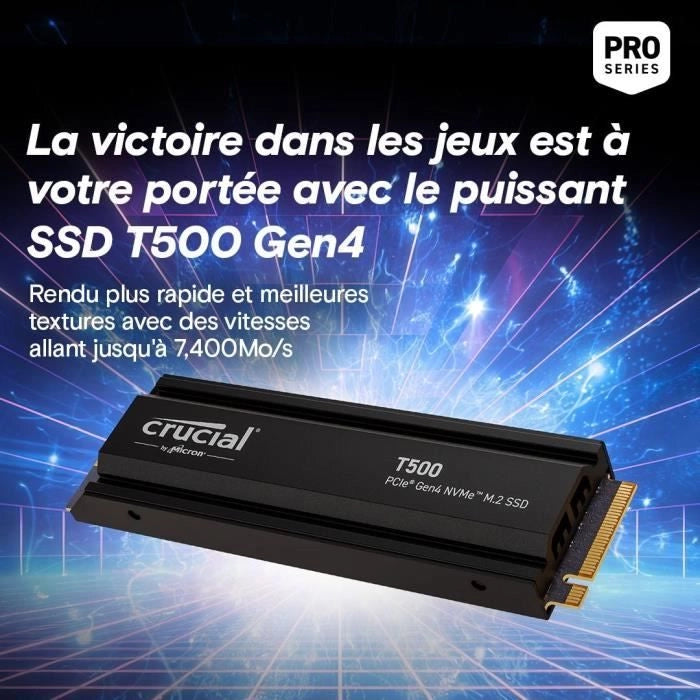 CRUCIAL - CT2000T500SSD5 - SSD interno - 2TB - M.2 - DISSIPATORE DI CALORE