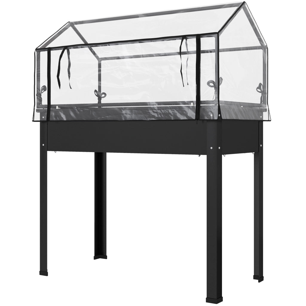 Letto da Giardino Rialzato con Copertura ¨C zephmum ¨C 100x48x124 cm Nero