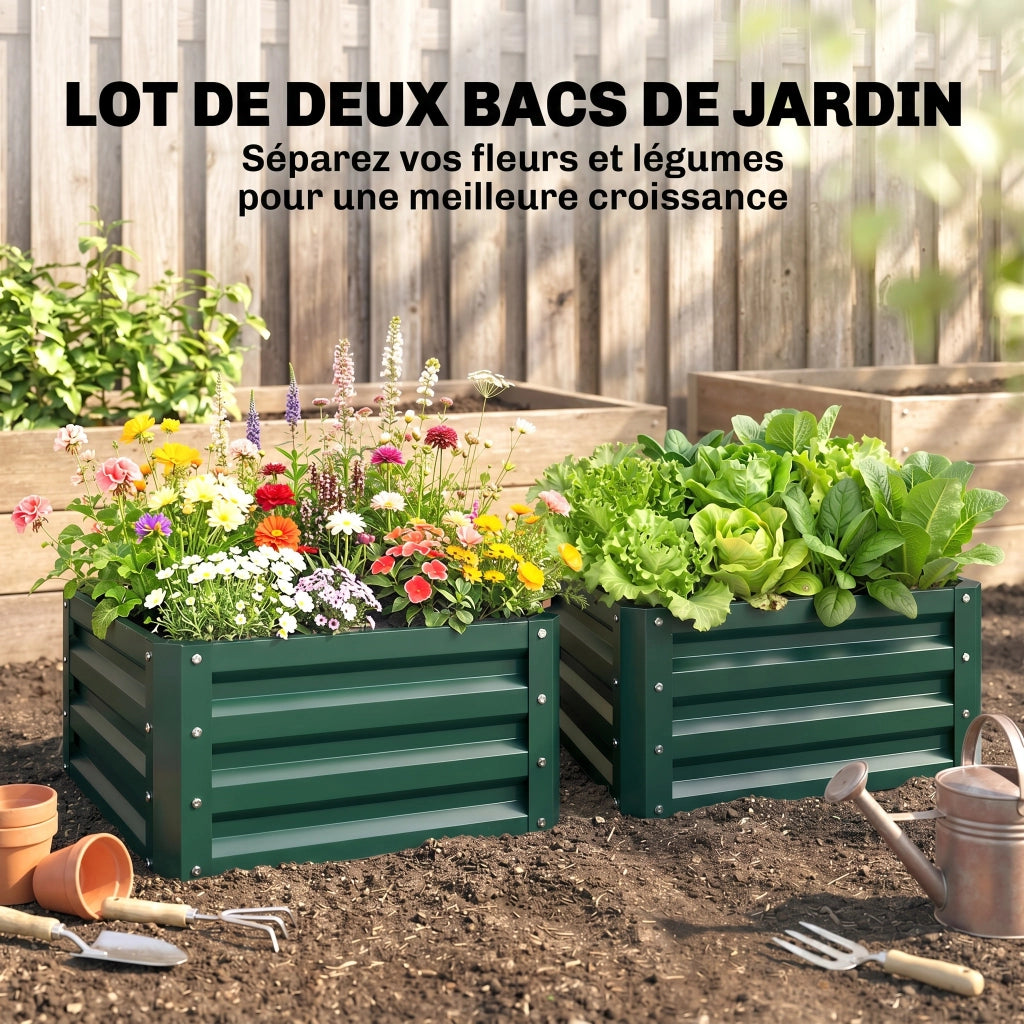 Fioriera Rialzata Giardino ¨C Zephmum ¨C Verde 60x60x30.5 cm