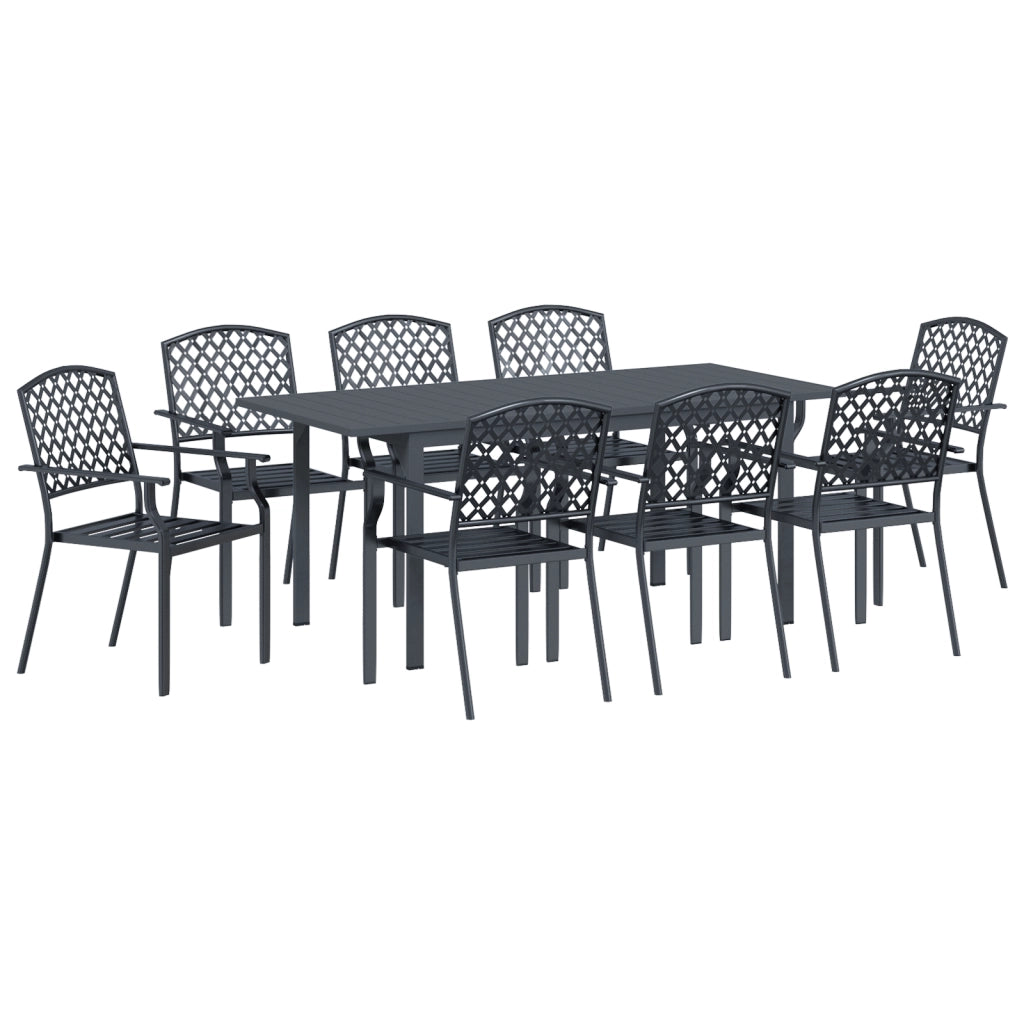 Set da Pranzo da Giardino  da 9 Pezzi in Acciaio Antracite
