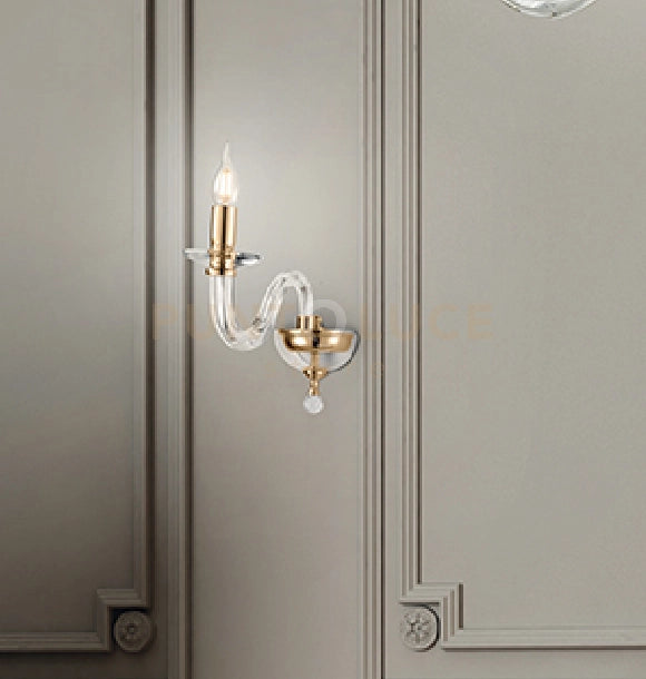 APPLIQUE RAVEL 1 LUCI CRISTALLO E ORO ATTACCO E14 H.29CM
